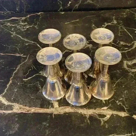 Vintage metal Goblet Chalice Wine Cup Modern Mid  Century Metal Glasses Stemware - Picture 10 of 16